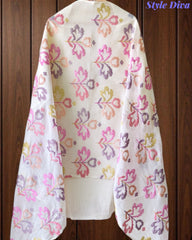 Mul Cotton Neck & Daman Embroidered Unstitched Suit with Designer Embroidered Dupatta