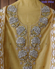Mul Cotton Pearl & Sequin Work Unstitched Suit with Embroidered Dupatta