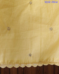 Mul Cotton Pearl & Sequin Work Unstitched Suit with Embroidered Dupatta