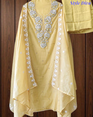 Mul Cotton Pearl & Sequin Work Unstitched Suit with Embroidered Dupatta