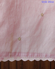 Mul Cotton Pearl & Sequin Work Unstitched Suit with Embroidered Dupatta