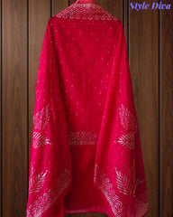 Designer Mul Cotton Unstitched Suit with Mukeish Work and Pearl Highlights