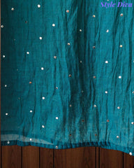 Designer Mul Cotton Unstitched Suit with Mukeish Work and Pearl Highlights
