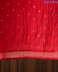 Designer Mul Cotton Unstitched Suit with Mukeish Work and Pearl Highlights
