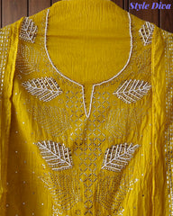 Designer Mul Cotton Unstitched Suit with Mukeish Work and Pearl Highlights