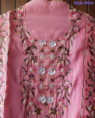 Mul Cotton Colorful Embroidered Unstitched Suit Set with Scalloped Embroidered Dupatta