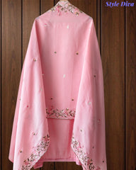 Mul Cotton Colorful Embroidered Unstitched Suit Set with Scalloped Embroidered Dupatta