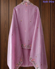 Mul Cotton Colorful Embroidered Unstitched Suit Set with Scalloped Embroidered Dupatta