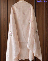 Mul Cotton Parsi Embroidered Unstitched Suit Set with Embroidered Dupatta