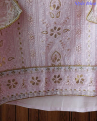 Premium Georgette Lucknowi Gotta & Zari Work Unstitched Suit with Pure Chiffon Dupatta