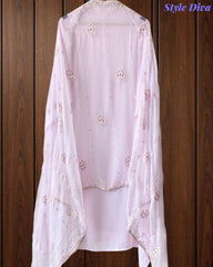 Premium Georgette Lucknowi Gotta & Zari Work Unstitched Suit with Pure Chiffon Dupatta