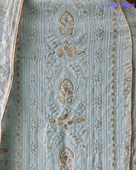 Premium Georgette Lucknowi Gotta & Zari Work Unstitched Suit with Pure Chiffon Dupatta