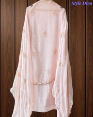 Premium Georgette Lucknowi Gotta & Zari Work Unstitched Suit with Pure Chiffon Dupatta