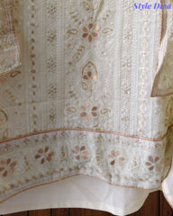 Premium Georgette Lucknowi Gotta & Zari Work Unstitched Suit with Pure Chiffon Dupatta
