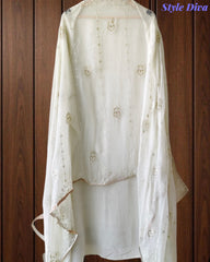 Premium Georgette Lucknowi Gotta & Zari Work Unstitched Suit with Pure Chiffon Dupatta