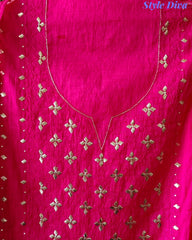Mul Cotton Embroidered Unstitched Suit with Zari Highlighting