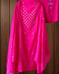 Mul Cotton Embroidered Unstitched Suit with Zari Highlighting