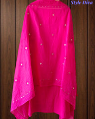 Mul Cotton Embroidered Unstitched Suit with Zari Highlighting