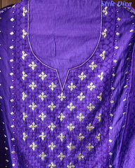 Mul Cotton Embroidered Unstitched Suit with Zari Highlighting