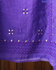 Mul Cotton Embroidered Unstitched Suit with Zari Highlighting
