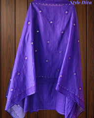 Mul Cotton Embroidered Unstitched Suit with Zari Highlighting