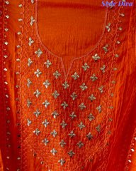 Mul Cotton Embroidered Unstitched Suit with Zari Highlighting