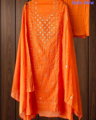Mul Cotton Embroidered Unstitched Suit with Zari Highlighting