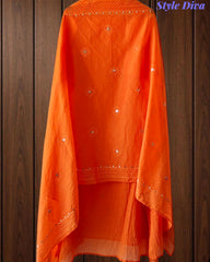 Mul Cotton Embroidered Unstitched Suit with Zari Highlighting