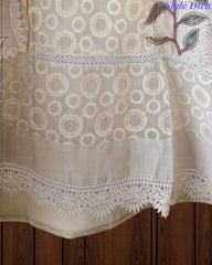 Cotton (Khadi) Pakistani Crochet Lacing Embroidered Unstitched Suit with Designer Dupatta