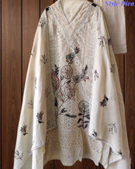 Cotton (Khadi) Pakistani Crochet Lacing Embroidered Unstitched Suit with Designer Dupatta