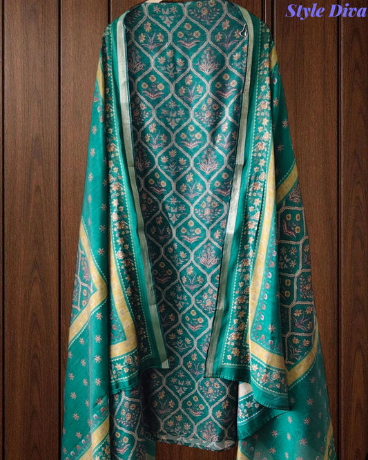 Cotton Maheshwari Digital Print Un-Stitched Suit with Maheshwari Dupatta