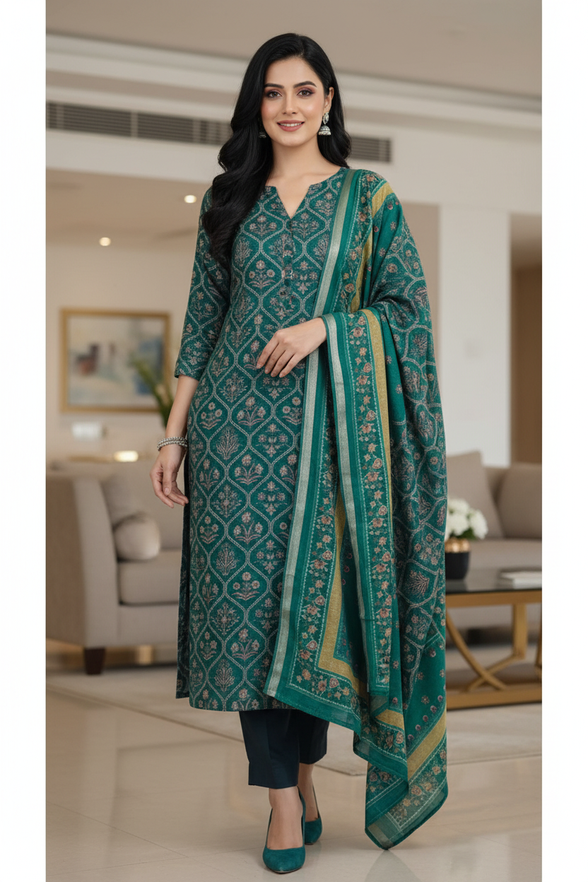 Cotton Maheshwari Digital Print Un-Stitched Suit with Maheshwari Dupatta