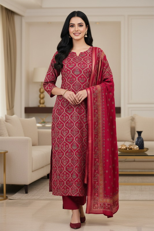 Cotton Maheshwari Digital Print Un-Stitched Suit with Maheshwari Dupatta