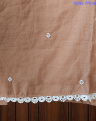 Mul Cotton Embroidered Pearl Work Unstitched Suit with Scalloped Dupatta