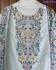 Mul Cotton Colorful Embroidered Unstitched Suit With Embroidered Dupatta