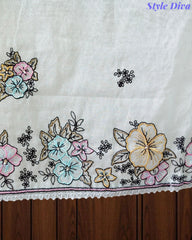 Mul Cotton Colorful Embroidered Unstitched Suit With Embroidered Dupatta