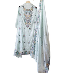 Mul Cotton Colorful Embroidered Unstitched Suit With Embroidered Dupatta