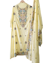 Mul Cotton Colorful Embroidered Unstitched Suit With Embroidered Dupatta
