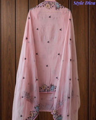 Mul Cotton Colorful Embroidered Unstitched Suit With Embroidered Dupatta