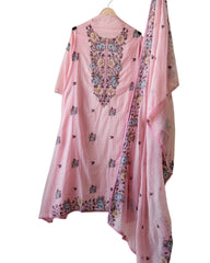 Mul Cotton Colorful Embroidered Unstitched Suit With Embroidered Dupatta