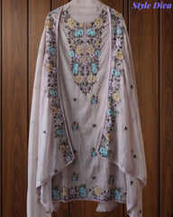 Mul Cotton Colorful Embroidered Unstitched Suit With Embroidered Dupatta