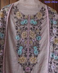 Mul Cotton Colorful Embroidered Unstitched Suit With Embroidered Dupatta
