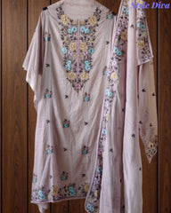 Mul Cotton Colorful Embroidered Unstitched Suit With Embroidered Dupatta