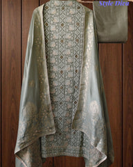 Premium Georgette Lucknowi Gotta Work Unstitched Suit with Banarasi Dupatta