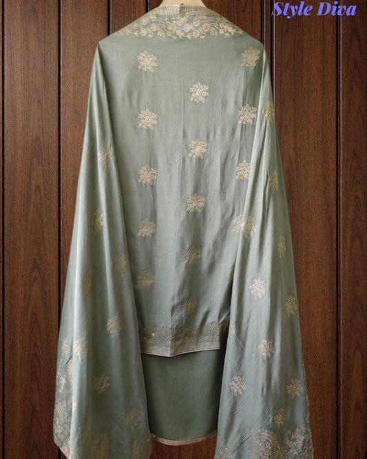 Premium Georgette Lucknowi Gotta Work Unstitched Suit with Banarasi Dupatta