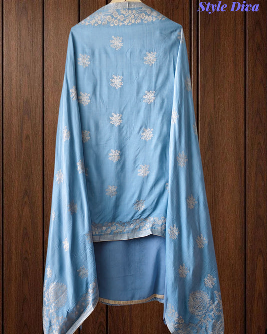 Premium Georgette Lucknowi Gotta Work Unstitched Suit with Banarasi Dupatta
