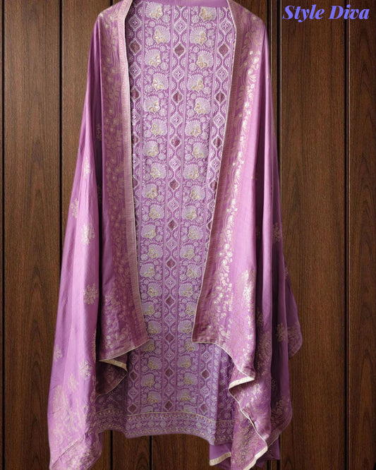 Premium Georgette Lucknowi Gotta Work Unstitched Suit with Banarasi Dupatta