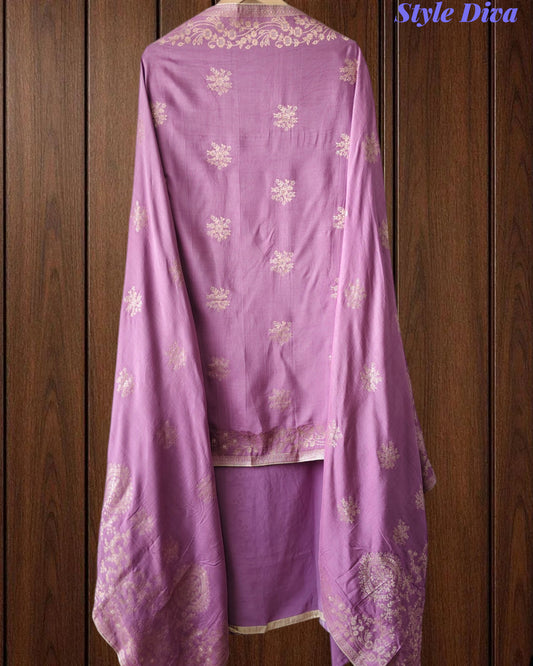 Premium Georgette Lucknowi Gotta Work Unstitched Suit with Banarasi Dupatta