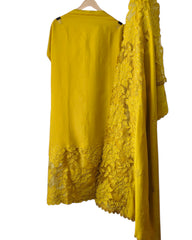 Modal Laser Cut Applique Work Unstitched Suit with Embroidered Modal Dupatta