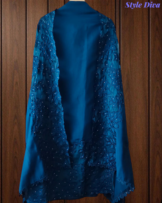 Modal Laser Cut Applique Work Unstitched Suit with Embroidered Modal Dupatta